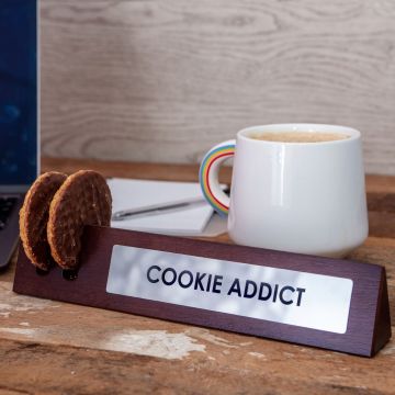 Wooden Desk Sign - Cookie Addict